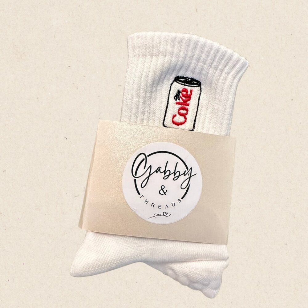 GRIP SOCKS - Embroidered Diet Coke for pilates, yoga, barre, lagree